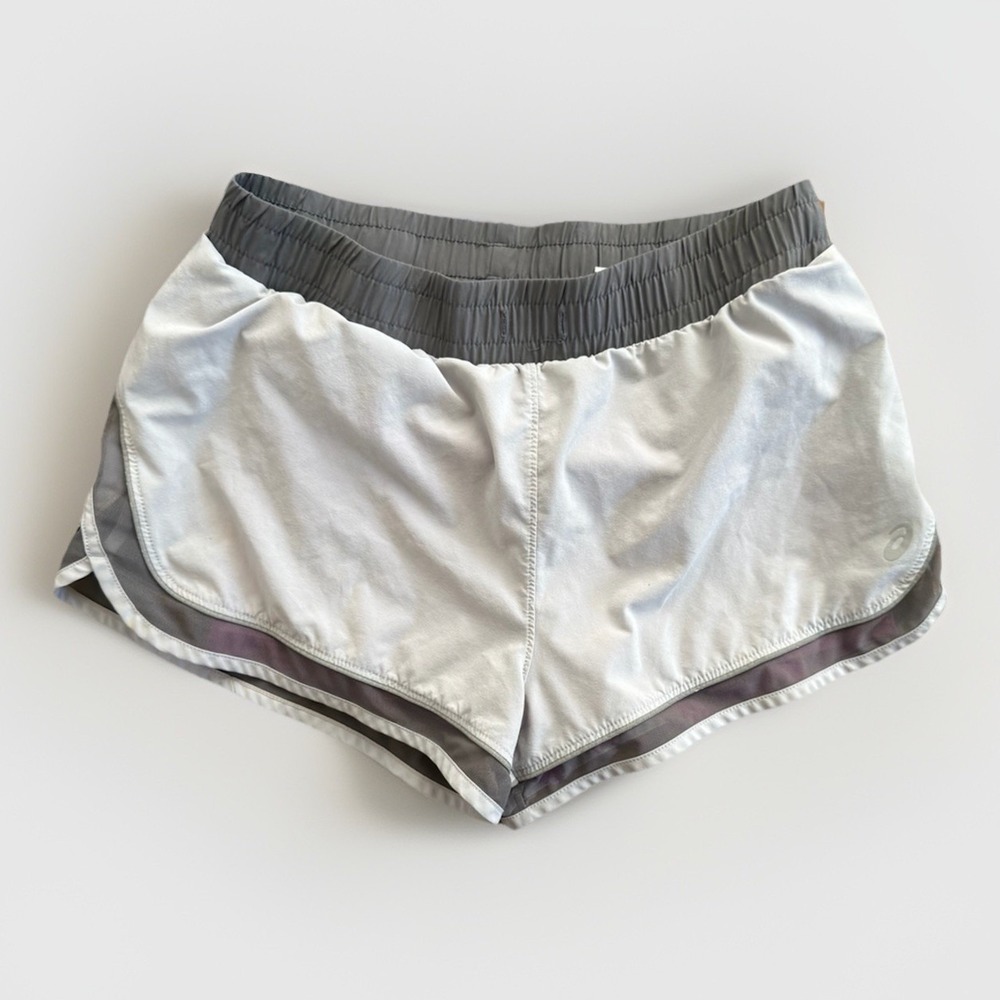 ASICS Women's Running Shorts Gray Purple Athletic Workout Lined Size S